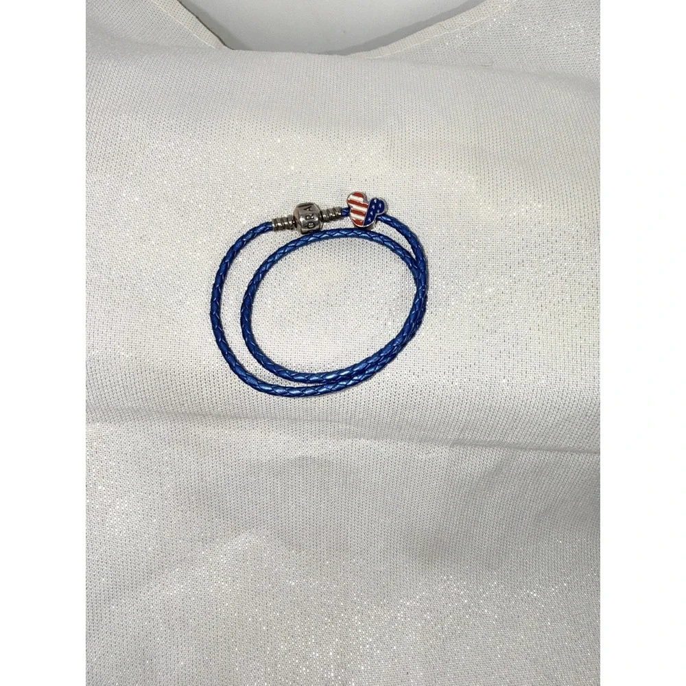 Disney Pandora Mickey Mouse Red White and Blue Charm Blue Bracelet
